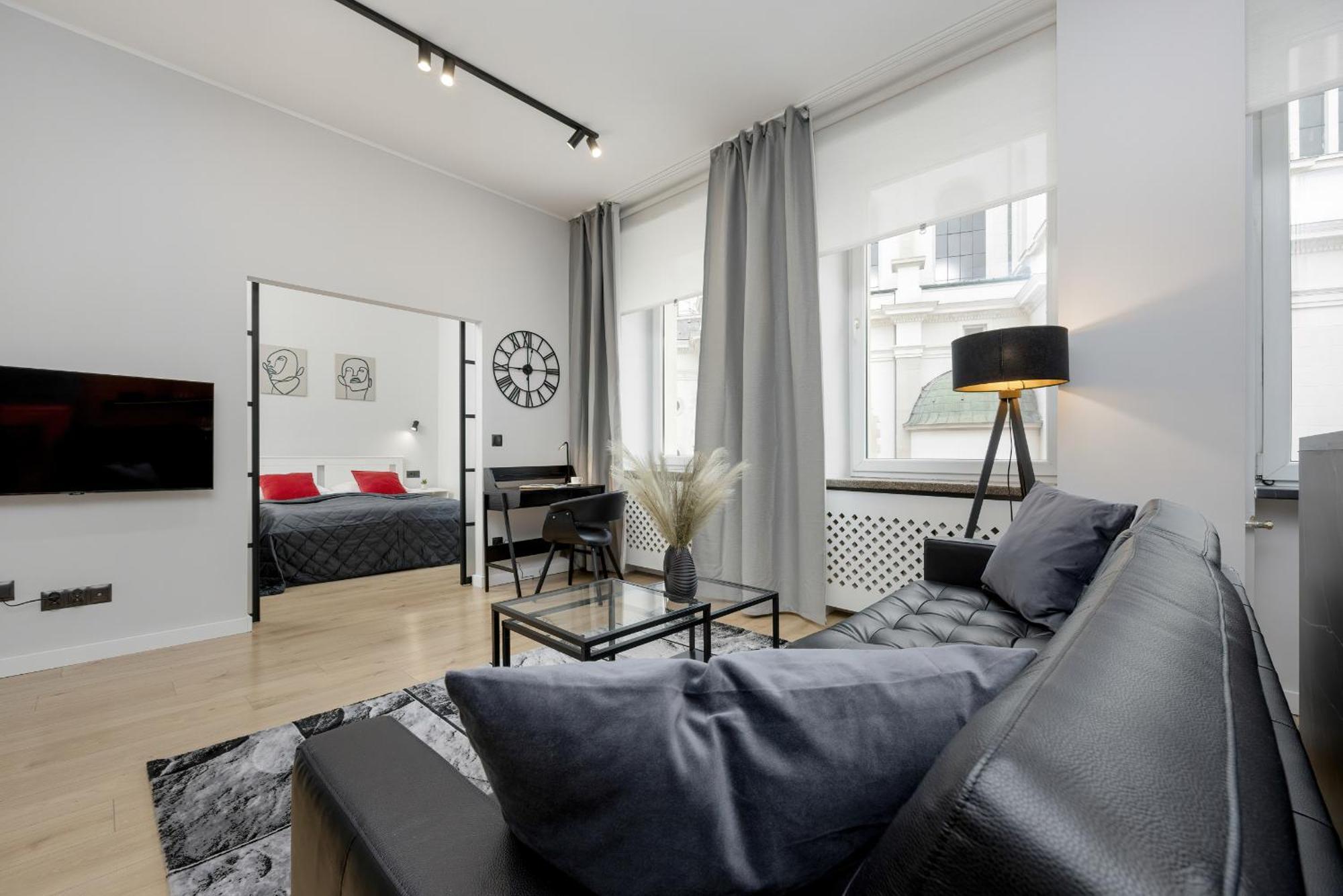 Exclusive Grey And Red Apartment In Warsaw Center By Noclegi Renters Exteriör bild